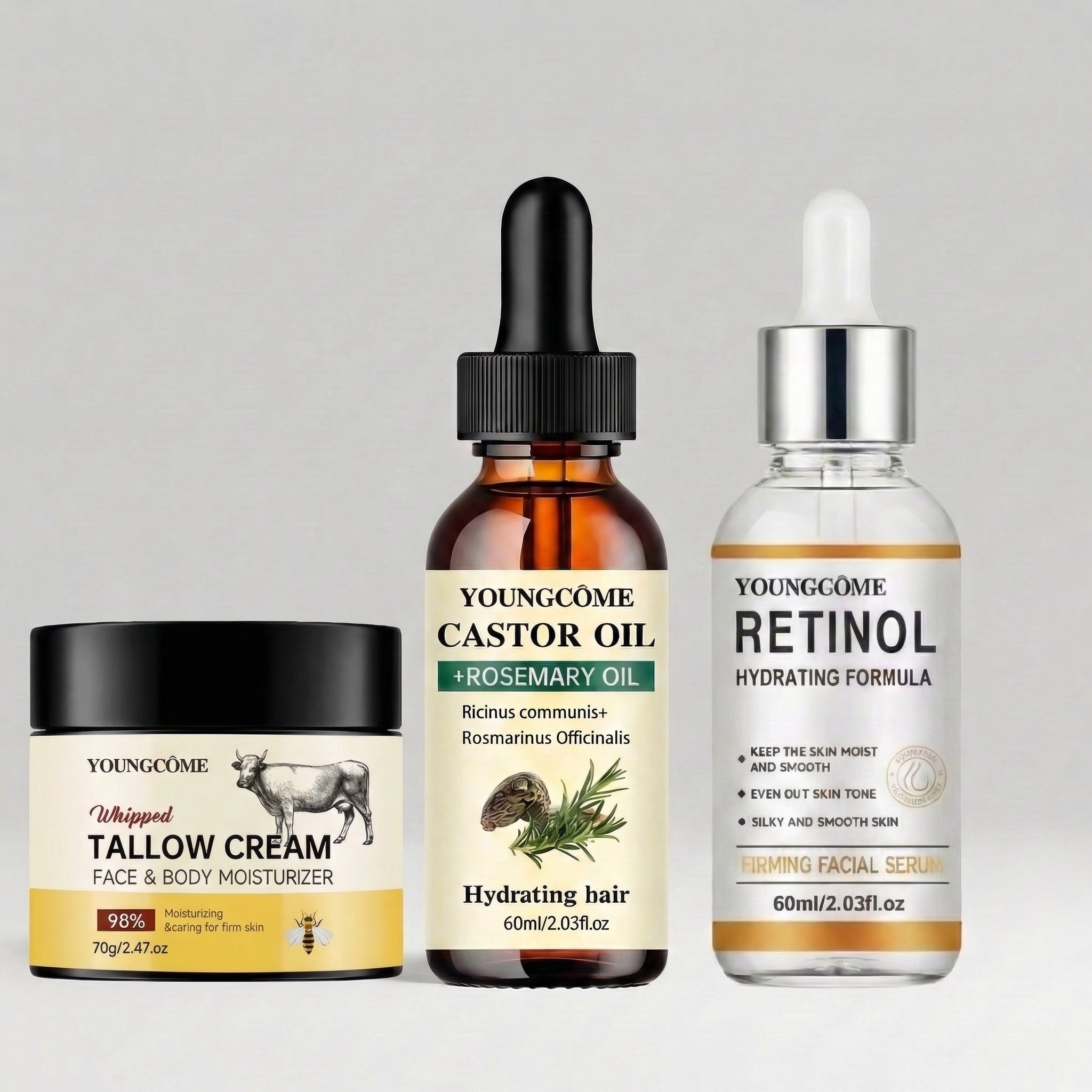 Retinol Acne Serum + Castor Oil + Tallow moisturiser